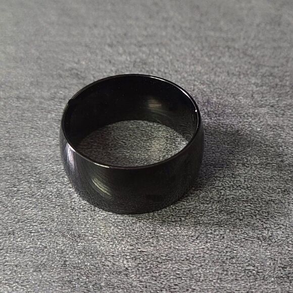 Men's Black 10mm Wedding Ring Band - 10mm Black Wedding Ring For Him - Picture 5 of 6